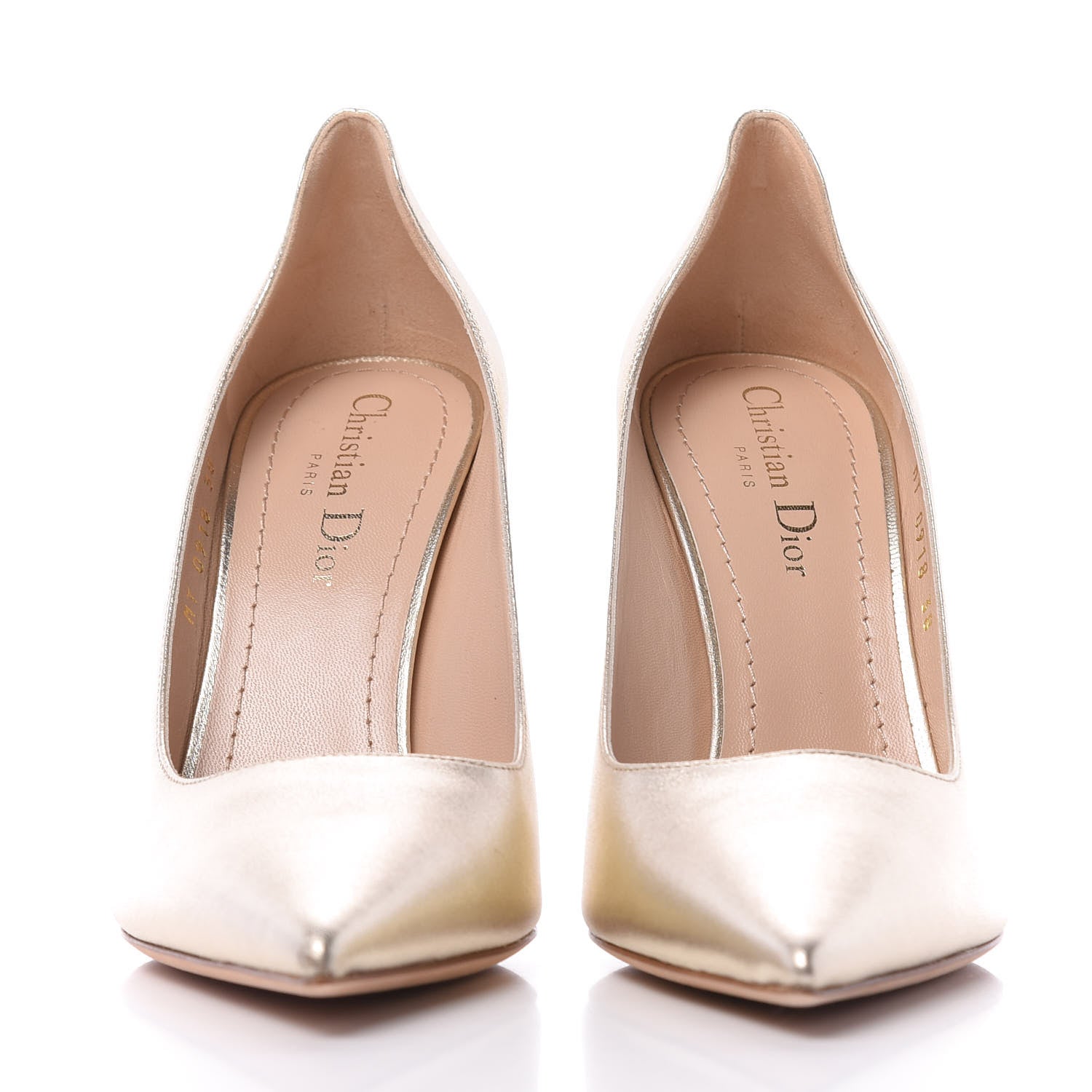 Christian Dior Metallic Lambskin D-Moi Pumps 38 Gold 2 of 11