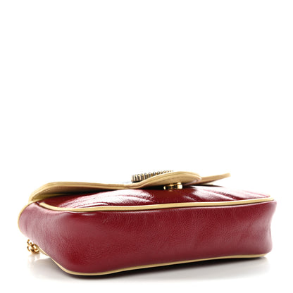 Gucci Vintage Effect Calfskin Matelasse Super Mini Torchon GG Marmont Shoulder Bag Black Beige 4 of 10
