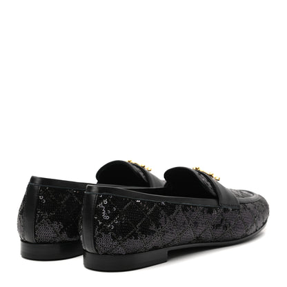 Chanel Sequin Lambskin Quilted CC Loafers 36 Black 4 of 8