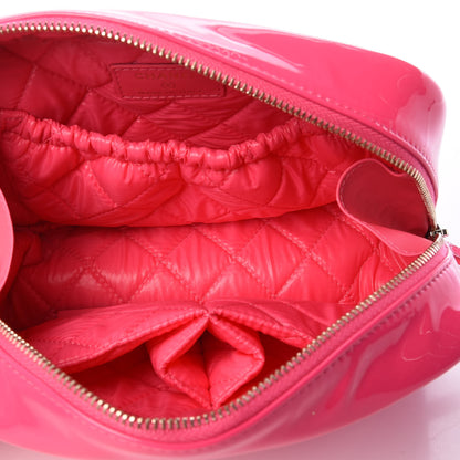 Chanel Patent Quilted Medium Curvy Pouch Cosmetic Case Pink 4 of 9