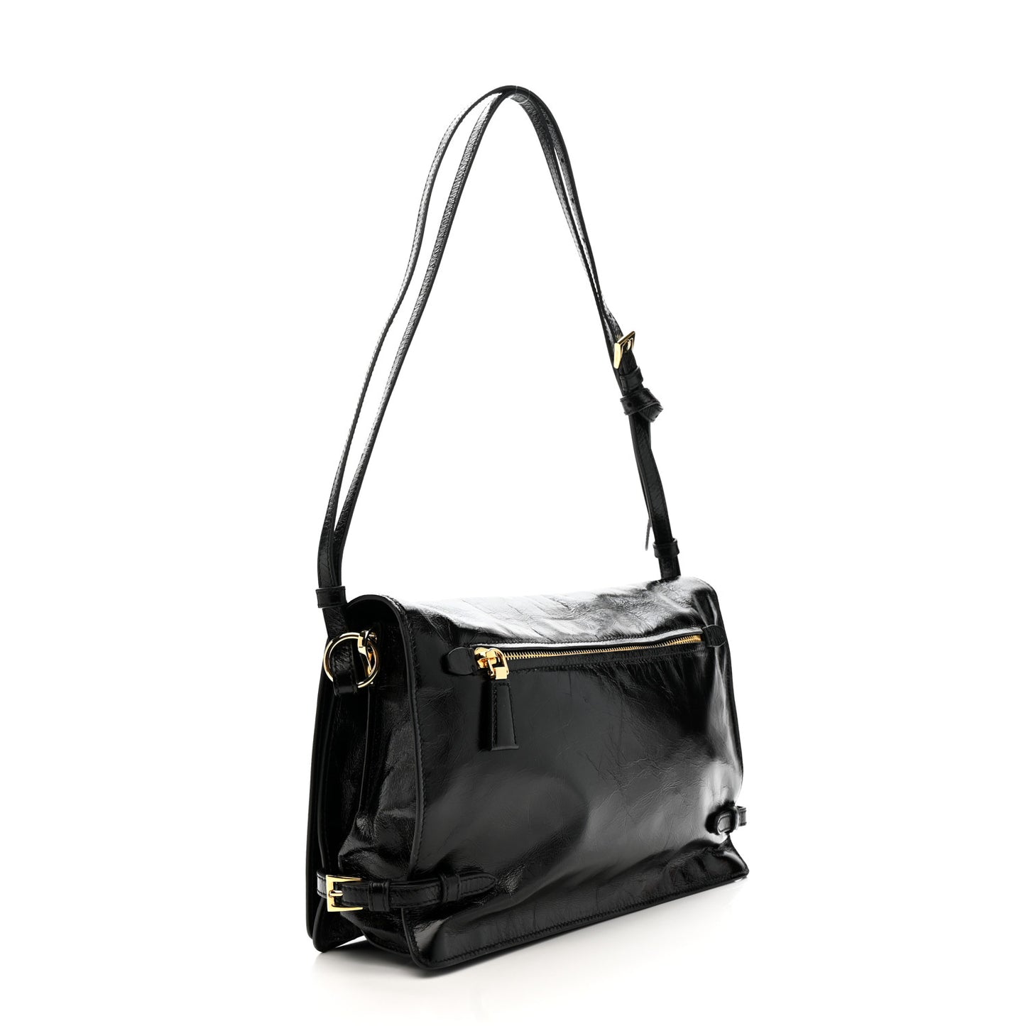 Soft Lux Calfskin Triangle Medium Shoulder Bag Black