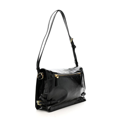 Prada Soft Lux Calfskin Triangle Medium Shoulder Bag Black 3 of 11