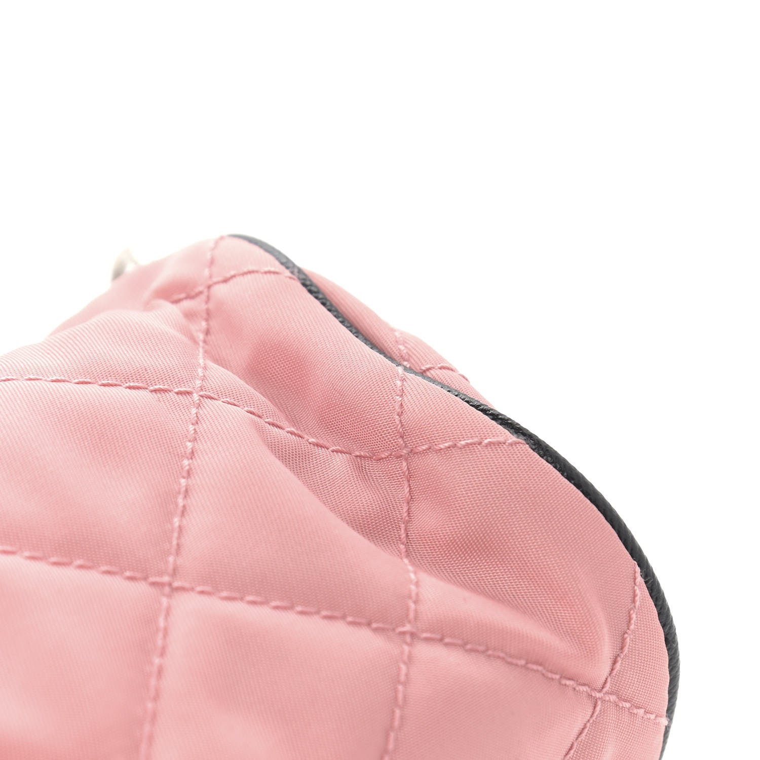 Prada Tessuto Nylon Saffiano Impunturato Quilted Barrel Pochette Pink Black 12 of 12