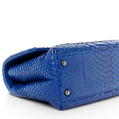 Chanel Snakeskin Small Coco Handle Flap  Blue 9 of 10