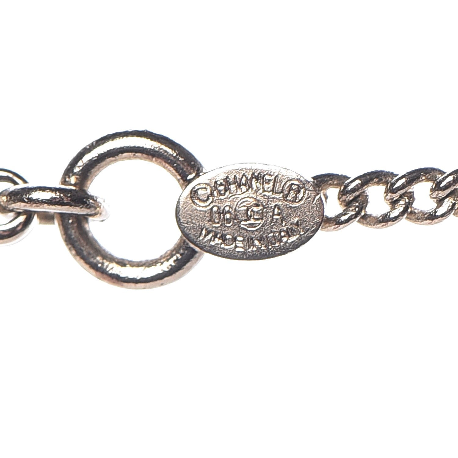 Chanel Crystal CC Hoop Necklace Pink Gold 5 of 6