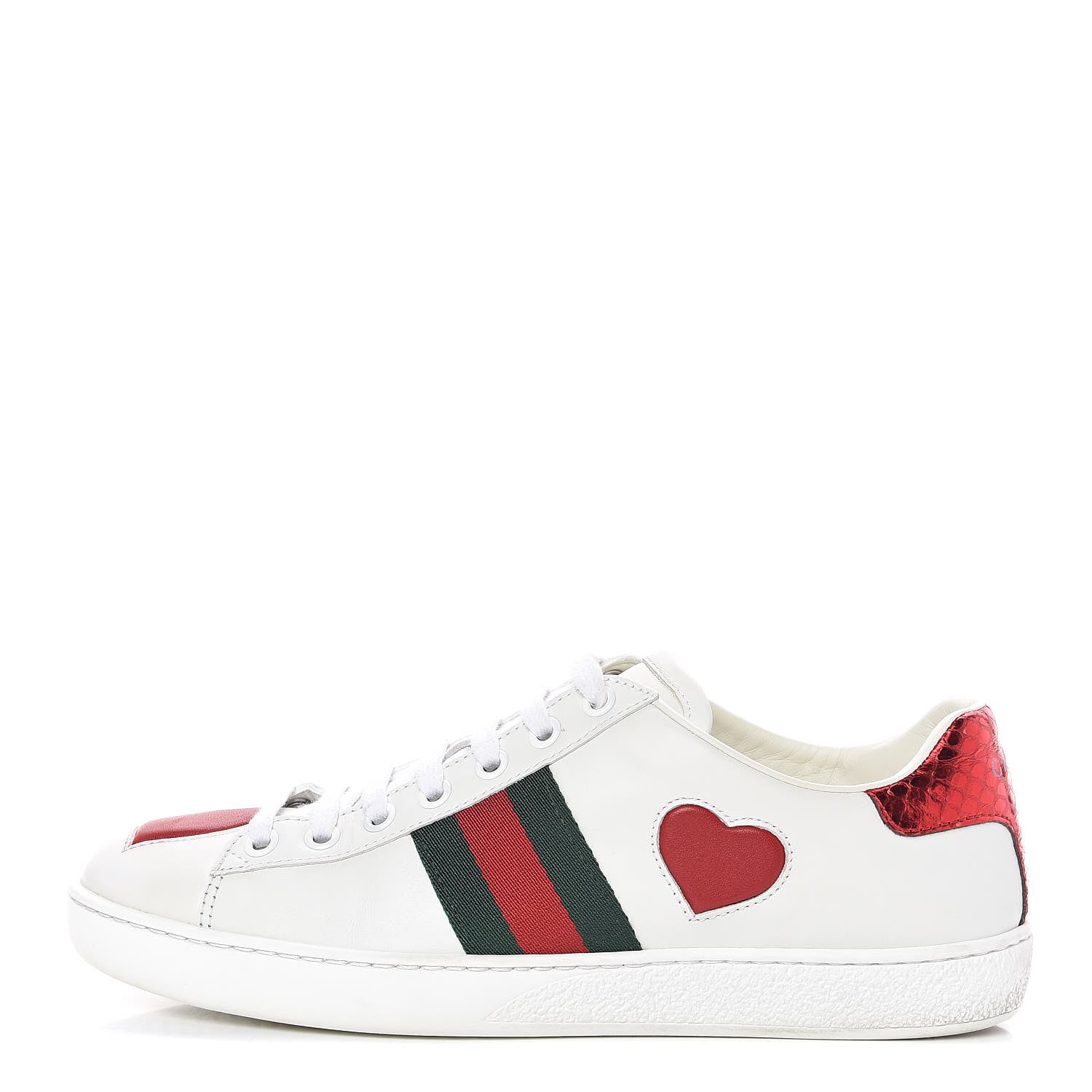 Gucci Calfskin Web Heart Embroidered Womens Ace Sneakers 37 White 1 of 16