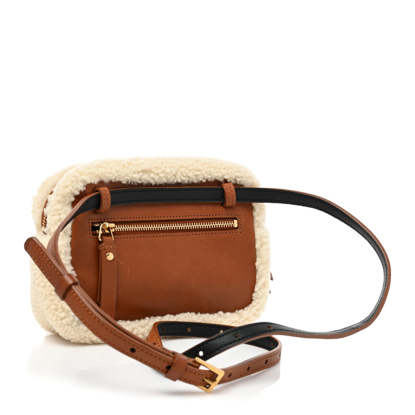 Shearling Monogram Lou Belt Bag Beige