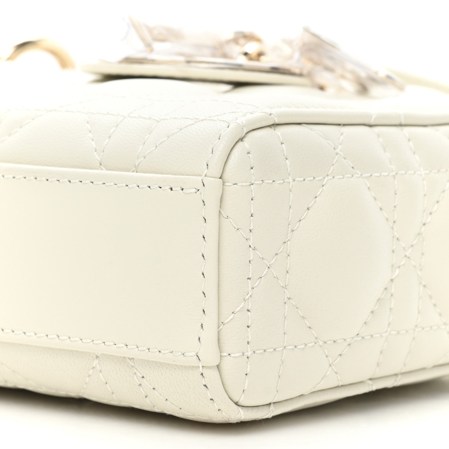 Christian Dior Lambskin Cannage Medium Lady D-Joy White 7 of 8