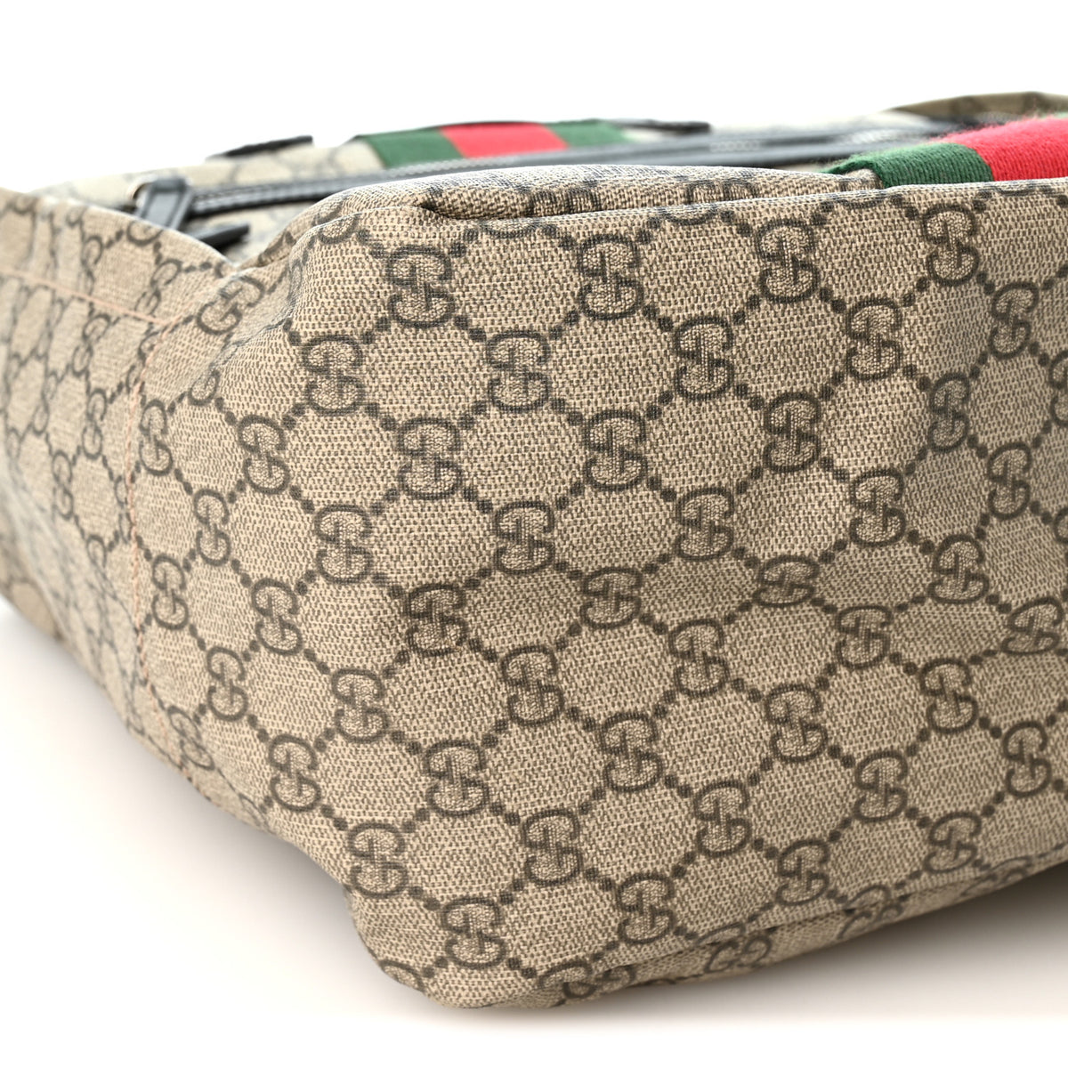 Gucci Soft GG Supreme Monogram Appia Calfskin Web Tote Backpack Beige Ebony Black 9 of 10