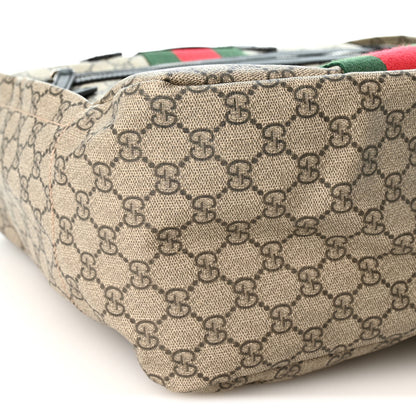 Gucci Soft GG Supreme Monogram Appia Calfskin Web Tote Backpack Beige Ebony Black 9 of 10