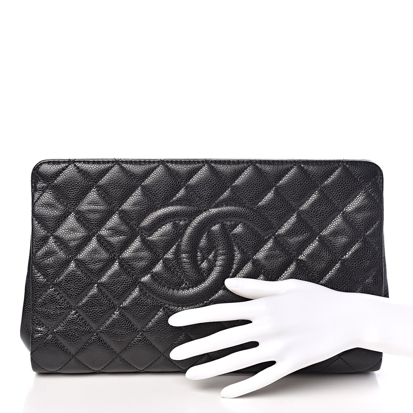 Caviar Quilted CC Large Clutch Black