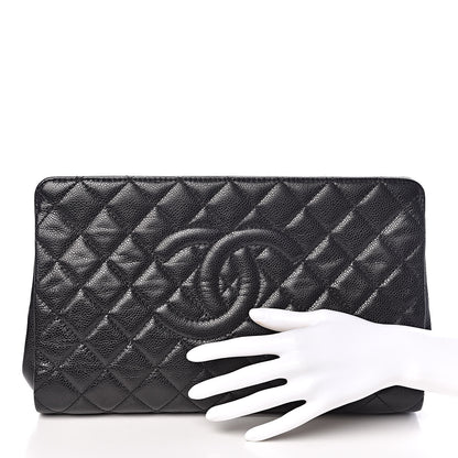 Chanel Caviar Quilted CC Large Clutch Black 2 of 9