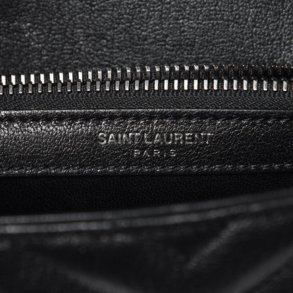 Saint Laurent Sheepskin Matelasse Chevron Monogram Medium College Bag Black 8 of 11