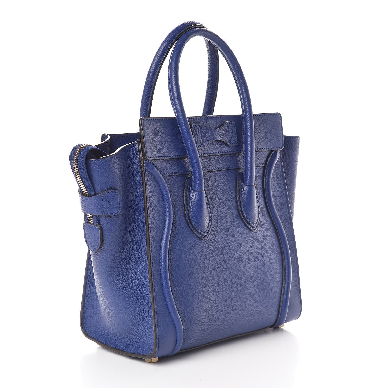 Celine Drummed Calfskin Micro Luggage Indigo 3 of 9