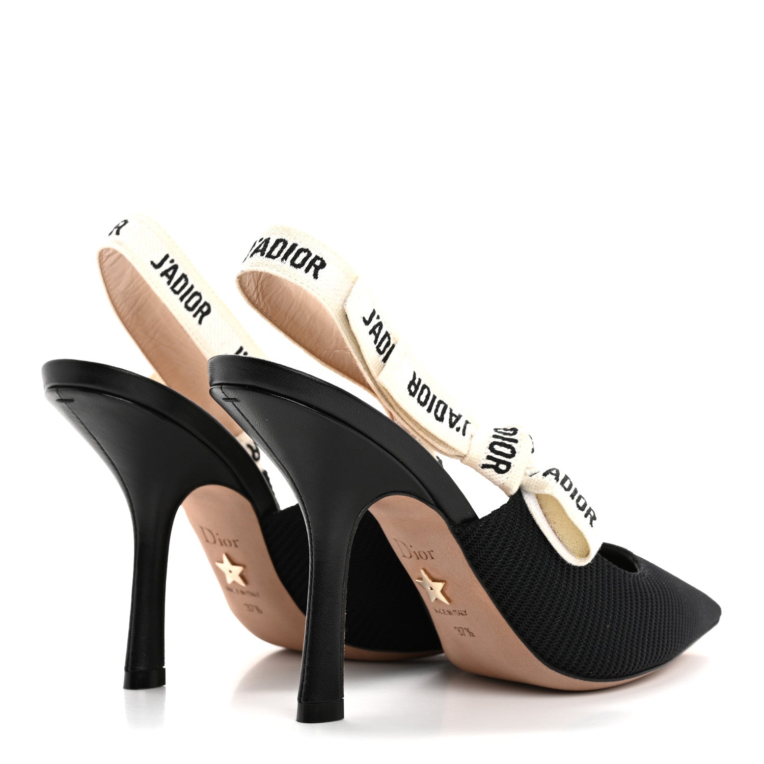 Christian Dior Technical Canvas Ribbon J Adior Slingback 100mm Pumps 37.5 Black 5 of 9