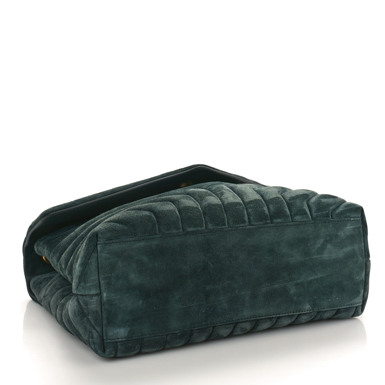 Saint Laurent Suede Y Quilted Monogram Medium Loulou Chain Satchel Deep Green 4 of 8