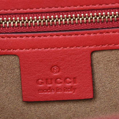 Gucci GG Supreme Monogram Calfskin Medium Padlock Top Handle Bag Beige Hibiscus Red New Rosette 8 of 10