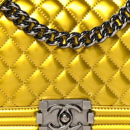 Chanel Metallic Patent Calfskin Quilted Medium Boy Flap Gold 7 of 11