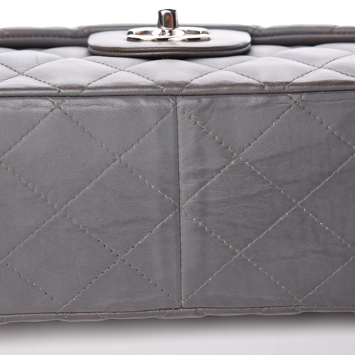 Chanel Lambskin Quilted Jumbo Single Flap Grey 17 of 20