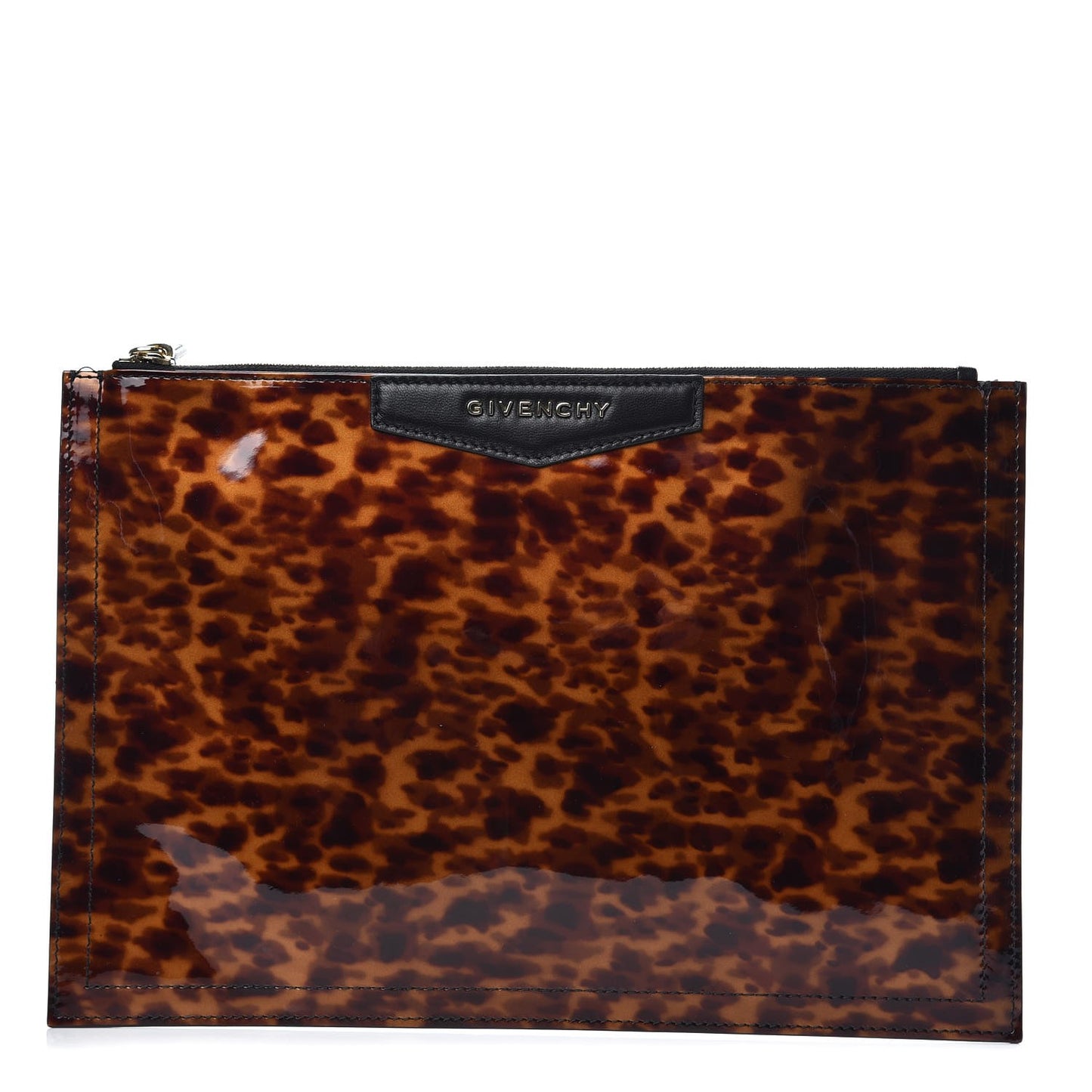 Patent Tortoise Print Medium Antigona Pouch