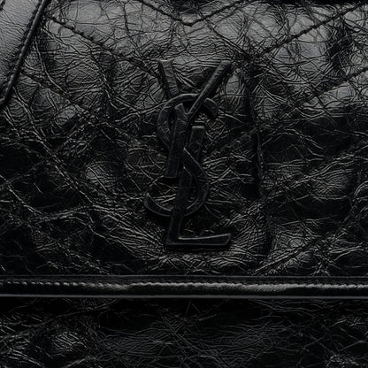 Saint Laurent Crinkled Calfskin Matelasse Monogram Medium Niki Chain Satchel Black 7 of 9