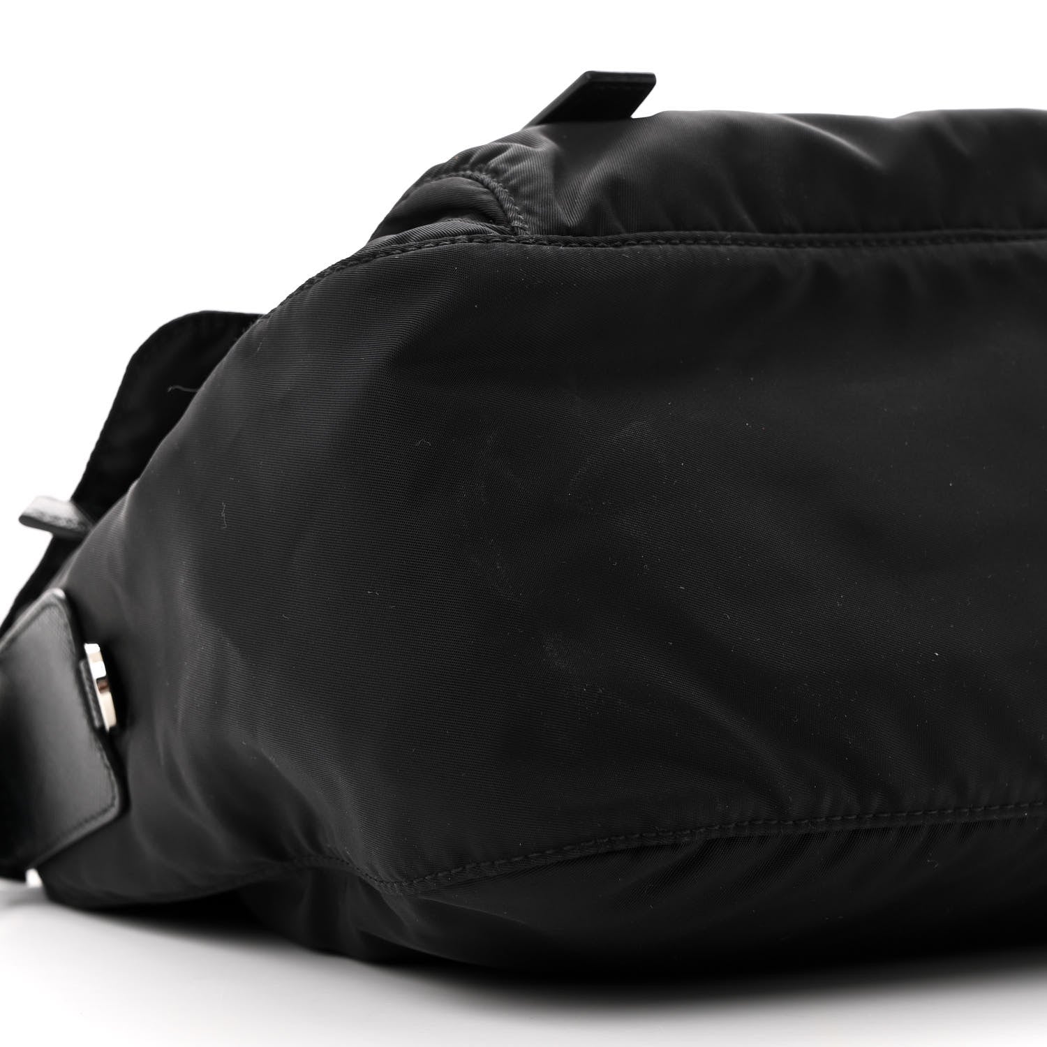 Prada Re-Nylon Vela Saffiano Pocket Double Buckle Messenger Shoulder Bag Black 9 of 12