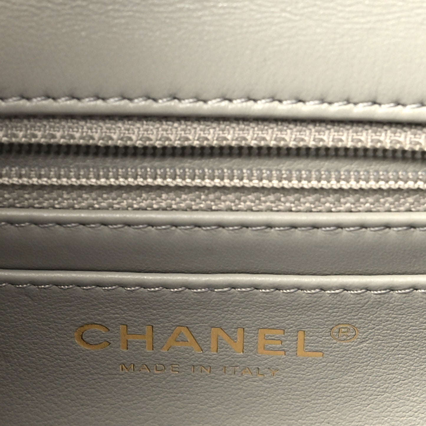 Lambskin Quilted Mini Rectangular Pearl Crush Flap Grey