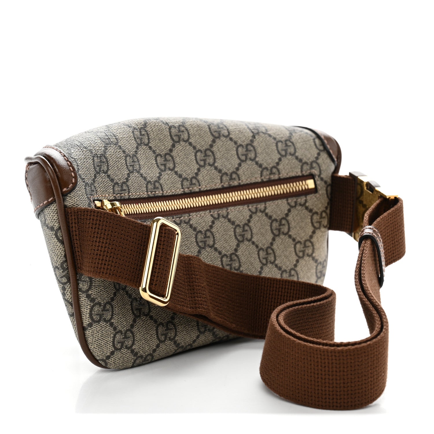 Gucci GG Supreme Monogram Textured Calfskin Retro Interlocking G Belt Bag Beige Ebony Brown Sugar 3 of 10