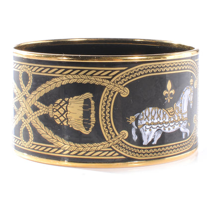 Hermes Enamel Printed Grand Apparat Extra Wide Bracelet 65 Noir 5 of 5