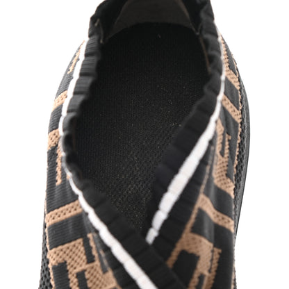 Fendi Stretch Yarn FF Stiff Band Rockoko Sneakers 38 Black White Tobacco 6 of 8