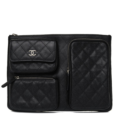 Chanel Caviar Quilted Zipped Multi Pouch Black 1 of 9