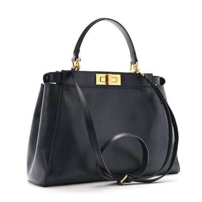Fendi Vitello Morgan Shiny Nappa Medium Peekaboo Iconic Satchel Lavagna Lago 3 of 12