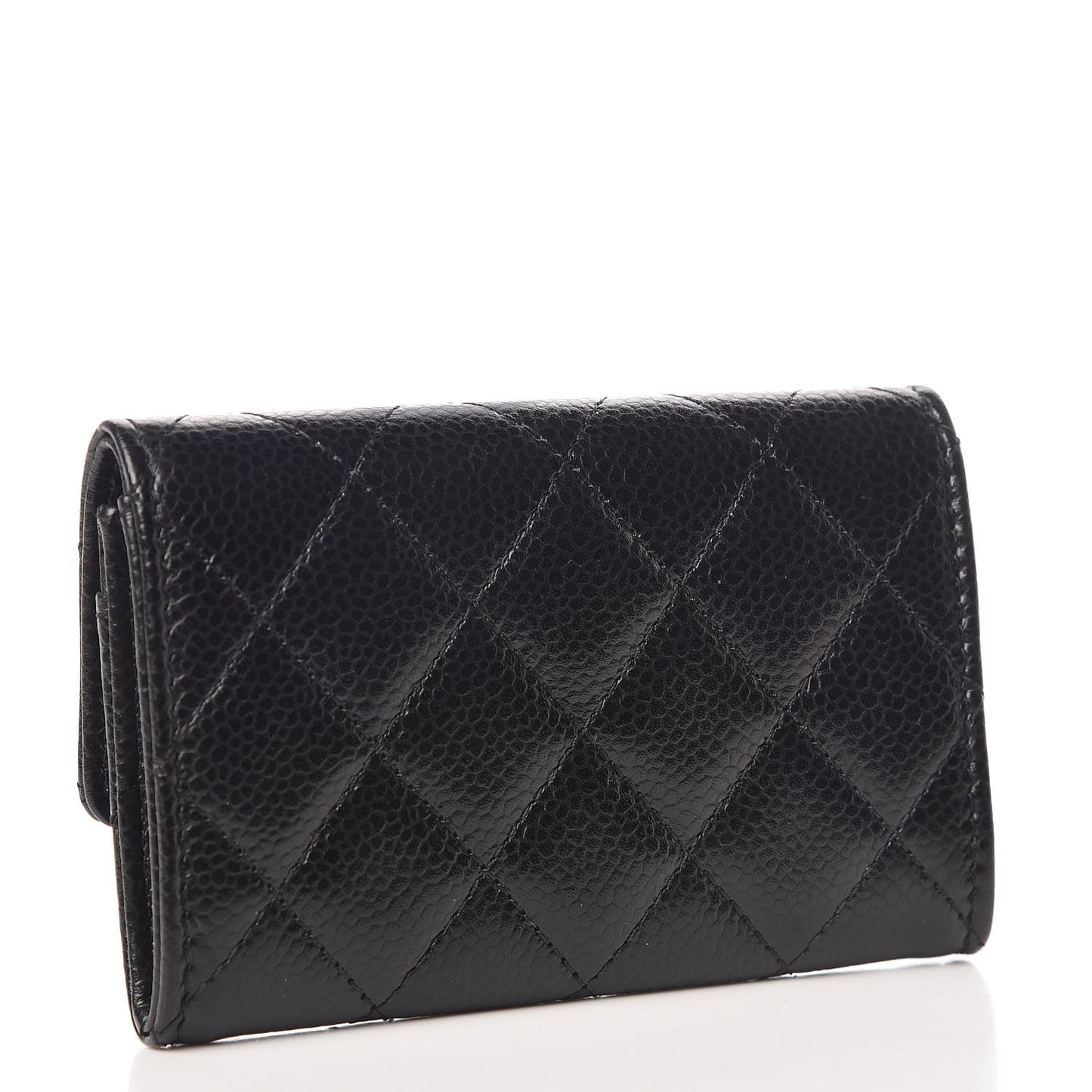 Caviar Quilted Flap Card Holder Black