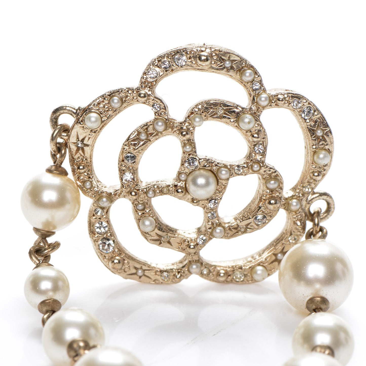 Swarovski Crystal Camellia Pearl CC Bracelet Gold