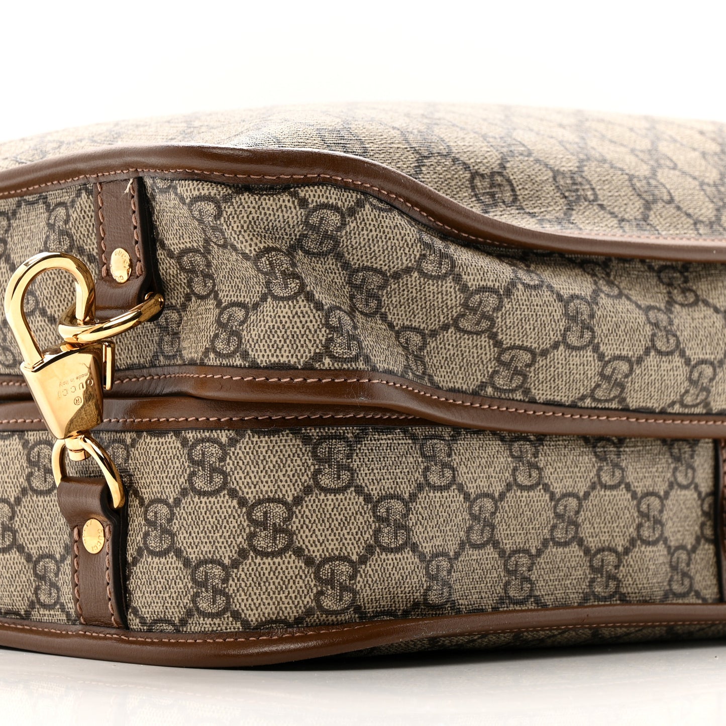 GG Supreme Monogram Azalea Calfskin Retro Interlocking G Garment Bag Beige Ebony Brown Sugar