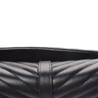 Saint Laurent Grain De Poudre Matelasse Chevron Large Monogram Satchel Black 8 of 11