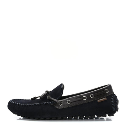 Louis Vuitton Suede Mens Arizona Car Shoe Moccasin Loafers 7 Marine 1 of 7