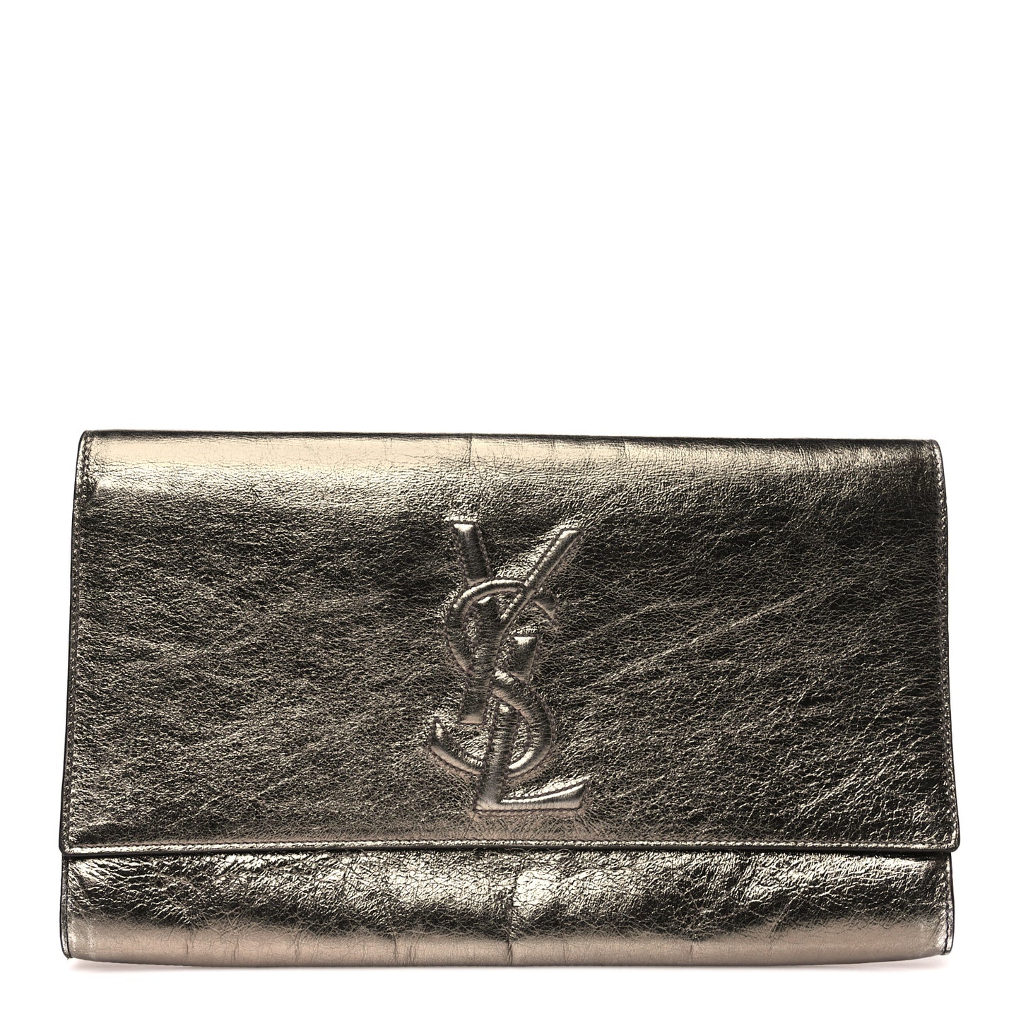 Metallic Calfskin Large Belle De Jour Clutch Rose Gold