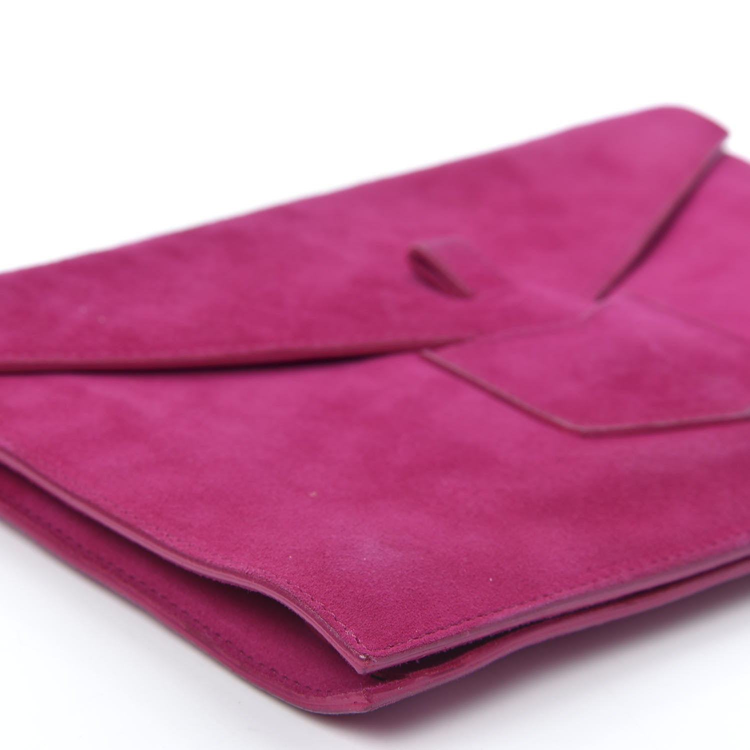 Saint Laurent Suede Y Envelope Clutch Fuchsia 5 of 10