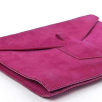 Saint Laurent Suede Y Envelope Clutch Fuchsia 5 of 10