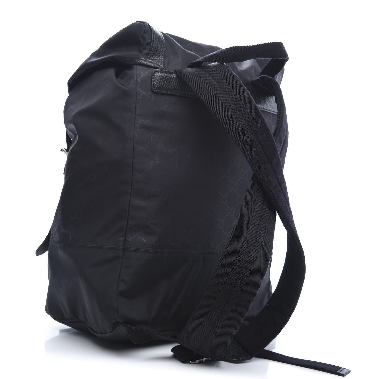 Gucci Nylon Monogram Medium Light Double Buckle Backpack Black 2 of 10