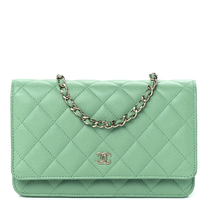 Chanel Caviar Quilted Wallet On Chain WOC Light Green 1 of 11