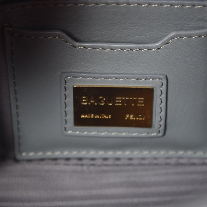 Fendi Vitello Enamel Interchangeable Strap Baguette Grigio 6 of 10