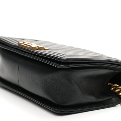Chanel Calfskin Chevron Quilted Medium Boy Flap Black 9 of 10