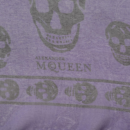 Alexander McQueen Wool Silk Cashmere Skull Scarf Purple 4 of 5