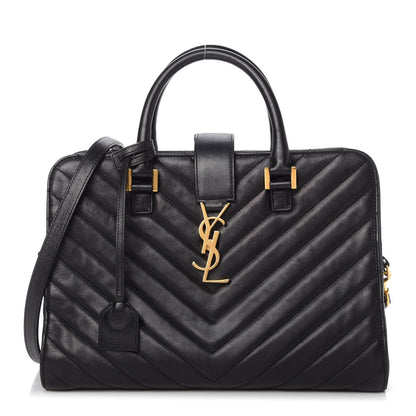 Saint Laurent Calfskin Matelasse Chevron Small Monogram Cabas Black 1 of 11