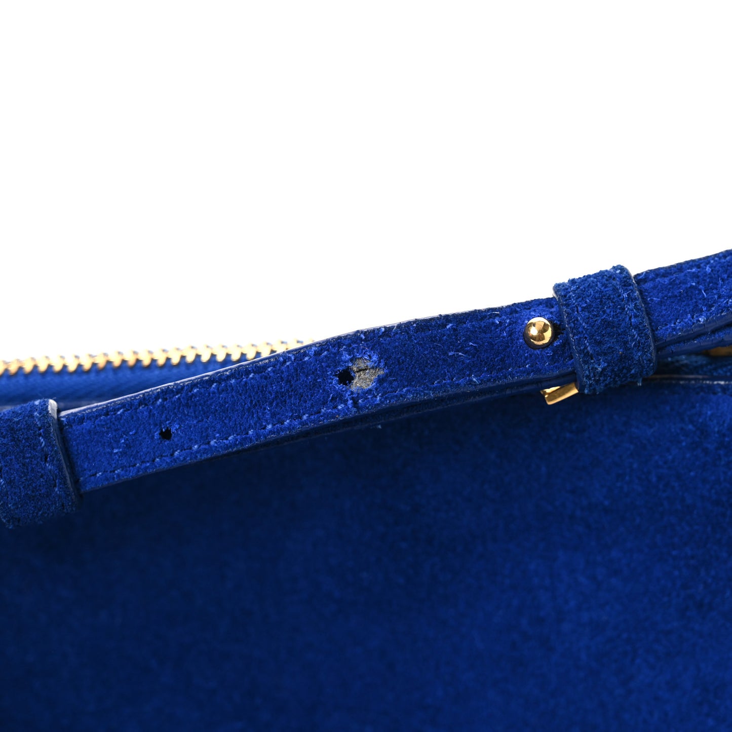 Suede Calfskin Small Fringe Crossbody Bag Blue
