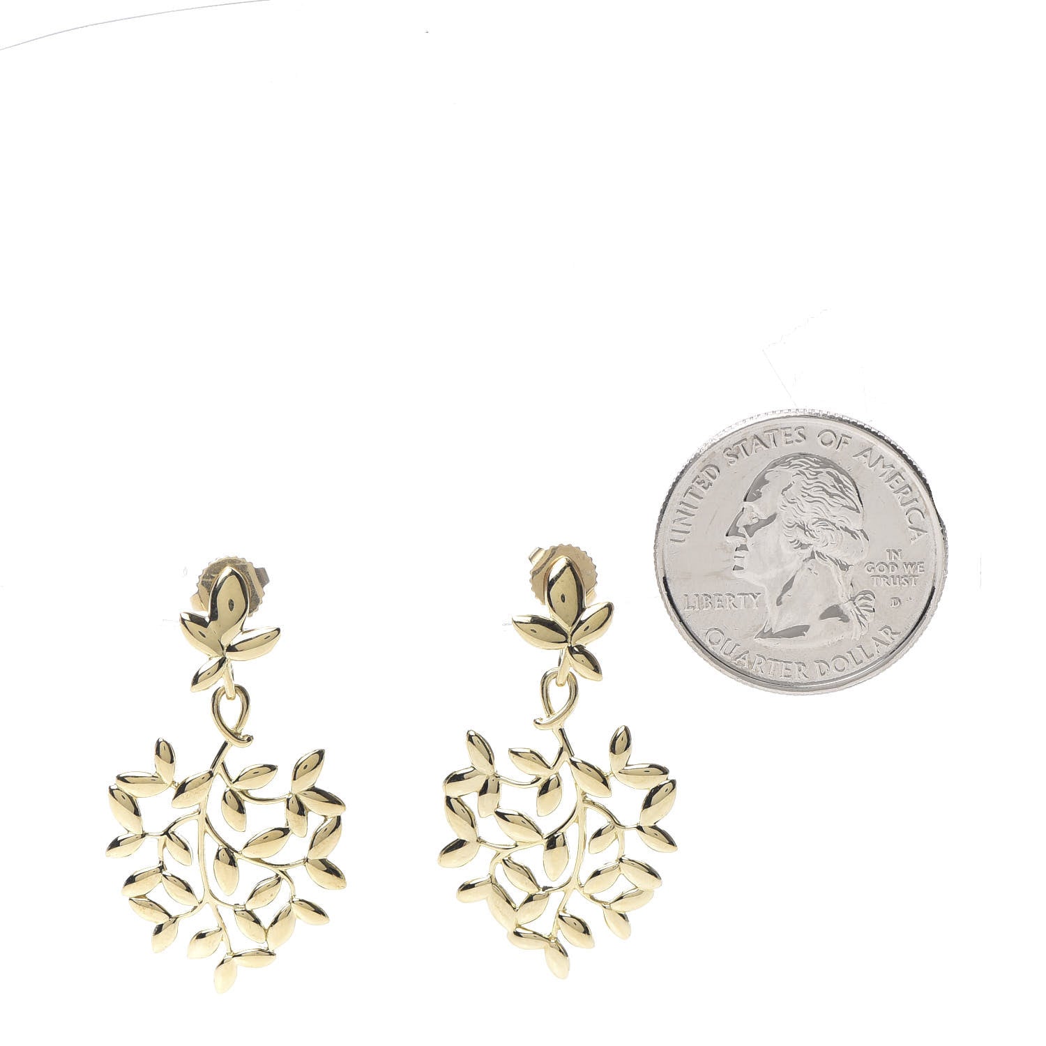 Tiffany 18K Yellow Gold Paloma Picasso Olive Leaf Drop Earrings 2 of 7
