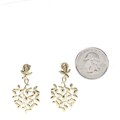 Tiffany 18K Yellow Gold Paloma Picasso Olive Leaf Drop Earrings 2 of 7