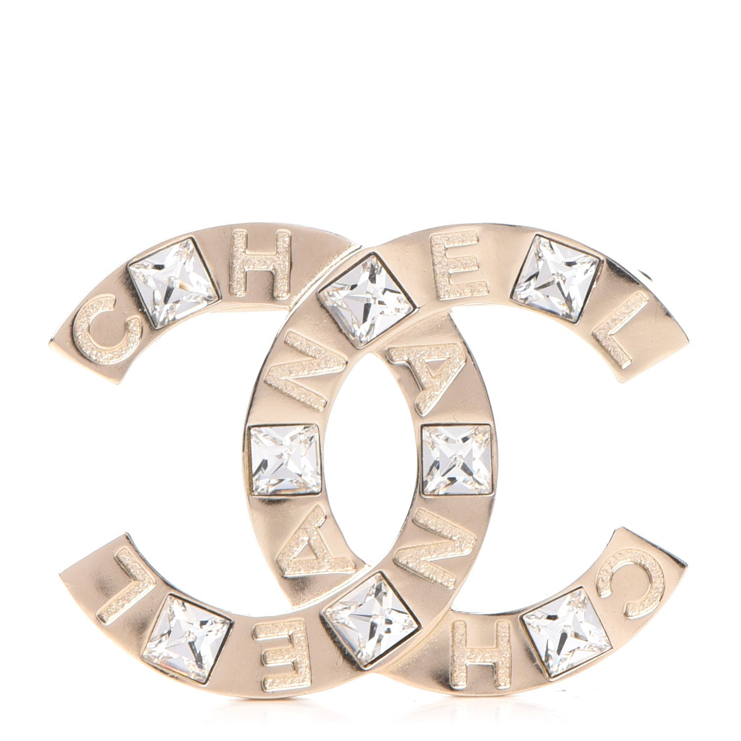 Chanel Baguette Crystal Logo CC Brooch Gold 1 of 5